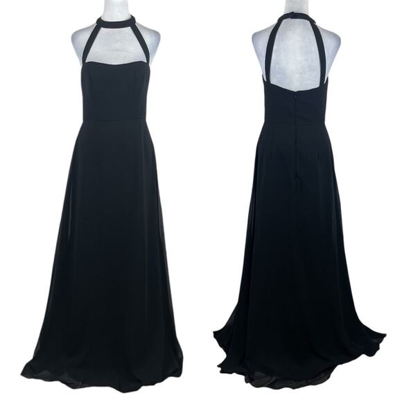 Hayley Paige Occasions Black Evening Party Feminine Maxi Dress NWOT Size 8 - Picture 2 of 12